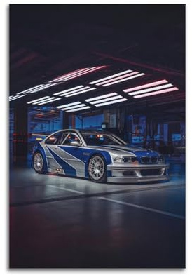 Rennwagen-Poster für E46 M3, Sportwagen, Supercar, dekoratives Gemälde, Leinwand-Kunstbild, 30 x 45 cm