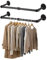 HTRTRR Lot de 2 Portemanteaux Muraux 40cm – Tringle Industrielle en Métal Noir – Support Mural Gain de Place pour Chambre, Entrée, Dressing, Boutique