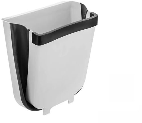 Elegant Versatile Folding Hanging Trash Can, Collapsible Home Recycle Trash Cans 9 litre Waste Bins Gabage Storage For Home Kitchen Cabinet Bathroom Car Office (White)