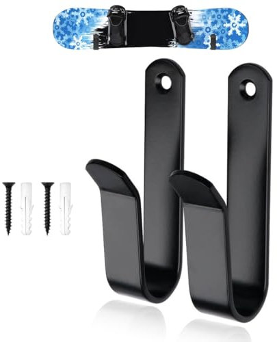 JAWUZ Porta Sci da Muro per Skateboard e Snowboard, Gancio Parete Regolabile, Supporto per Longboard, Wakeboard e Pattini, 2 Pz, Design Moderno e Facile Installazione