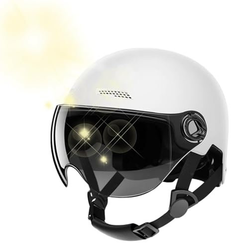 Fahrradhelm Für Erwachsene Mit Visier, Helm Mit Schutzbrille, Motorradhelm Herren Damen, Halboffener Helm Mit Abnehmbarer Sonnenblende, Größenversteller, Kopfschutz, Sonnenschutz, Schockabsorbierende
