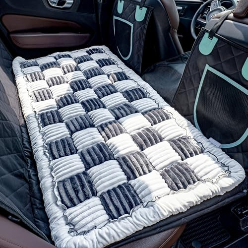 Dog Bed for Car Back Seat, Non-Slip Backseat Pet Mat for Large Dogs | Plaid Flannel Dog Travel Bed, Non-Slip Backing, Machine Washable, Fits Backseat Extenders, Trucks & SUVs