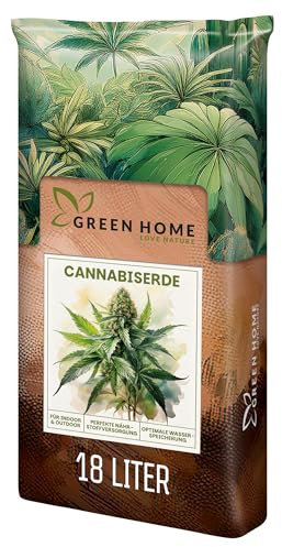 Green Home Cannabis & Hanferde 18 Liter | All Mix Erde für Wachstum & Blüte | Perfekt für Autoflower | Mit Perlite, Weißtorf & Kokosfaser | Langzeitnährstoffe | Optimaler pH-Wert: 5,10