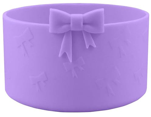 HIUSITY Bow Silicone Boot for Stanley Quencher Tumbler H2.0 30oz 40oz & IceFlow 20oz 30oz& Owala 24oz& Hydro Flask Water Bottle 12-24 oz Protective Bottom Sleeve Cover for Stanley Cup Accessories-Pur