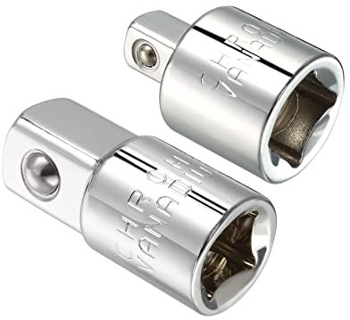 QUARKZMAN 3/8 (F) zu 1/4(M) & 3/8 (F) zu 1/2(M) Stecknuss-Adapter-Set aus 2 Stück, weiblich zu männlich, Cr-V Stahl