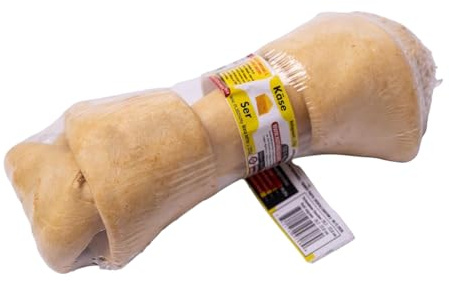 Premium Kauknochen für alle Hunde – Kalbshaut Kausnack zur Zahnpflege & Beschäftigung – Natürlich & fettarm (XS/7-10cm, Käse)