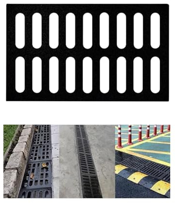 CXLXBRZD Caniveau Exterieur en Fonte Ductile, Classe B, Rectangulaire, Grille Caniveau for Allées, Béton, Patios et Garages(40x50cm/15.7x19.6in)
