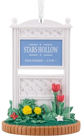 Hallmark Gilmore Girls Decoration, Star Hollow Town Sign Christmas Decoration, White