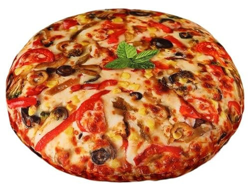 KUKUShining Pizza Plüsch Kissen, Weiches Kuscheltier Kopfkissen Gefülltes Dekokissen In Pizzaform Realistisches Plüschtier Spielzeug Für Heimdekoration(Mushroom,40cm/15.7in)