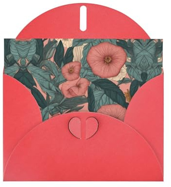 Retro Blumen Druck Grußkarten Set mit Blanko Innenseite - Red Pearl Papier Geburtstag Hochzeitskarten für Party Einladungen