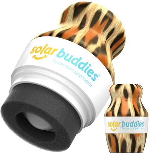 Solar Buddies Sunscreen Applicator - Leopard Single - Refillable Roll on Sponge Sunscreen, Suncream & Lotion Applicator For Kids, Adults & Families - Holds 3.4fl oz, Perfect Size for Travel