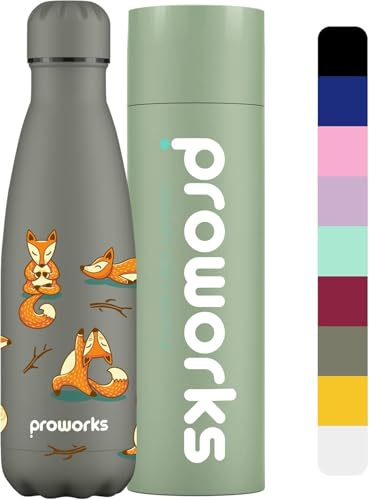 Proworks 500ml Stainless Steel Water Bottle | Double Insulated Vacuum Drinks Flask | 12 Hours Hot | 24 Hours Cold |Great for Sports, Home, Work, Gym & Travel | BPA Free