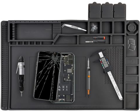 Soldering Mat 45x30cm – Heat Resistant Silicone Work Mat for Electronics, Anti-Static & Non-Slip,Safe Repair Mat for Soldering, Desoldering – Magnetic Pad