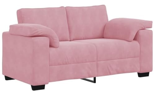Mhdvray Zweisitzer-Sofa Rosa 160x77x82 cm Samt, Modernes Design mit Holz-Armlehnen, Komfortables kleines Couch für Wohnzimmer, Schlafzimmer und Büro