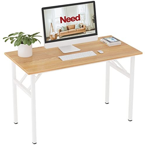 Need Klapptisch Computertisch Schreibtisch Klassischer Klappbarer Tisch 120CM aus Holzwerkstoffen und Metallframe,Konferenztische,PC Tisch Bürotisch Esstisch für Zuhause und Büro,120 * 60CM,AC5BW
