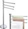 Bakaji Portasciugamani da Terra a Piantana con 3 Aste Porta Asciugamani Girevoli Regolabili Base Rotonda in Acciaio Cromato Colore Silver Naturale Dimensioni 33 x 22 x 86 cm