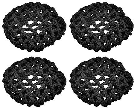 Romote Snoods - Rete per capelli da donna, in nylon, per danza classica, 4 pezzi, colore: Nero