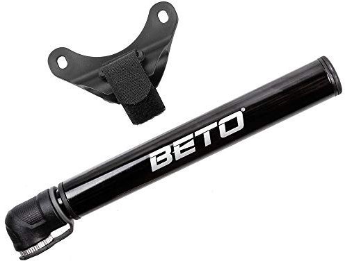 BETO Unisex - Mini pompa per adulti, in alluminio, ultra piccola e leggera, fino a 7 bar/100 psi, per FV, nero, 160 mm