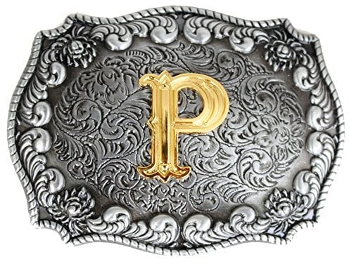 Herren-Gürtelschnallen, englischer Buchstabe in 3D, Westernstil, Cowboy-Alphabet, Initiale, Gürtelschnallen für Herren Gr. onesize, P