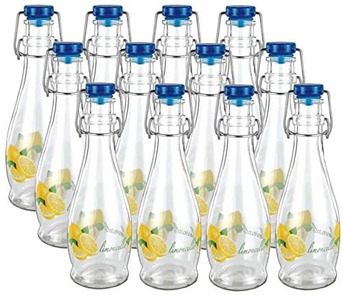 12 Bottiglie Per Limoncello 350 Ml In Vetro Con Tappo A Chiusura Ermetica