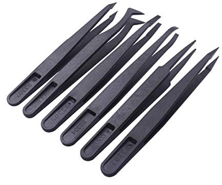 YURROAD Lot de 6 pinces à épiler en plastique pour loisirs créatifs, paperolles, scrapbooking, travaux manuels pour enfants et adultes, kit de pinces à épiler pour loisirs créatifs, bijoux