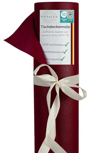 Sensalux Tischdeckenrolle, Standard 100 by Oeko-TEX, abwaschbar, 1,18m x 10m, Tischtuch, Tischwäsche, stoffähnliches Vlies, Bordeaux