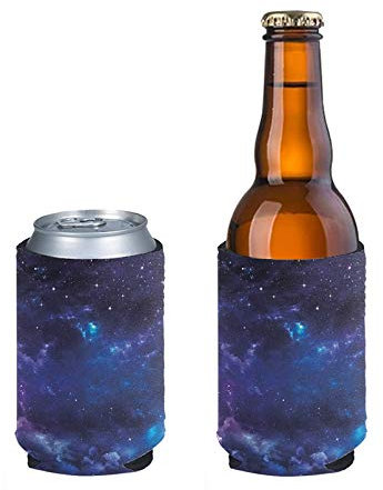 Pizding Standard Can Sleeves Adjustable Bottle Insulator Sleeve Set of 2 Can Beverage Coolers Holder Cover for 12oz Energy Drink Beer Cans for Party Wedding DIY Project Sport Match Galaxy