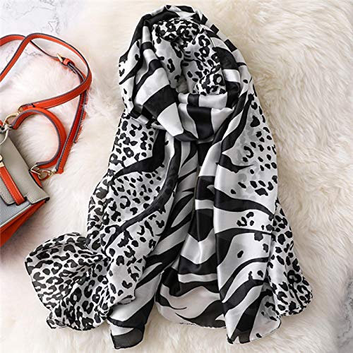 Schal Damen 100% Natürlicher Seidenschal Damen Luxusmuster Leopard Zebra Schal Lang 1