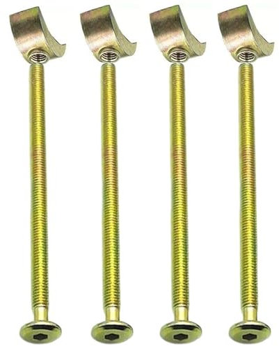 Half Moon M6 Threaded Washers With Furniture Connecting Bolts For Bunk Beds & Baby Cots 100mm (8 Bunk Bed Bolts + 8 Half Moon Nuts)
