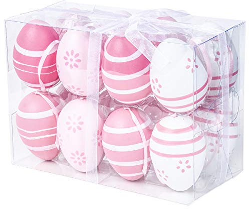 Goldschmidt Ostereier zum Aufhängen | Deko Kunststoff Plastik Eier 6cm | Osterdeko für Ostern (16 Ostereier pink)