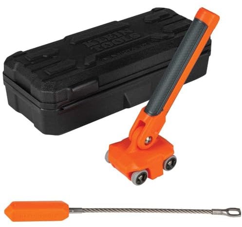 Klein Tools 50611 Extractor de alambre magnético, encuentra y tira de cables de alambre detrás de paredes o espacios reducidos, líder de acero inoxidable, imán de tierras raras