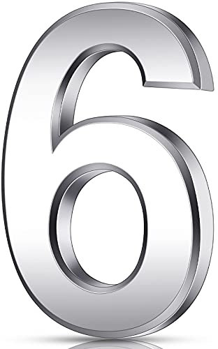 Queekay 3 Inch 3D Mailbox Numbers Self Adhesive House Door Numbers Waterproof Address Door Street Number Stickers for House Mailbox Apartment Hotel Door Room, Silver(6)
