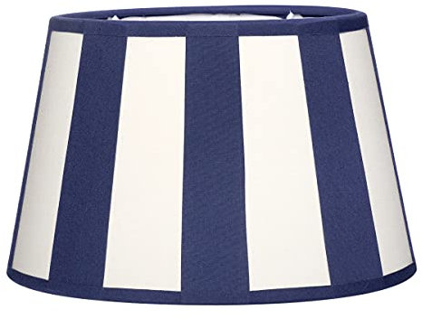 Brillibrum WTD - Pantalla para lámpara de mesa, diseño de rayas, casquillo E27, diseño de rayas, color azul y crema