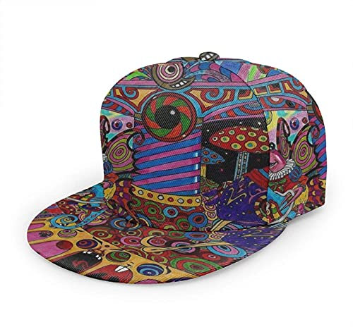 Oaieltj Unisex Baseball Cap Herren Damen Einstellbare Snapback Trucker Hat Mode Hip-Hop Baseball Cap, Bunte psychedelische Trippy Art, One size