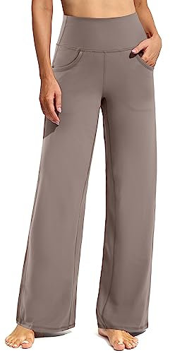 Promover Activewear-Hosen für Damen mit Taschen Jogginghose Hohe Taille Yogahose Weites Bein Straighthose Bauchkontrolle Schlaghose Arbeit Sporthose Klein/Regulär/Groß