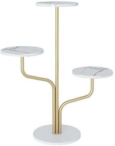 HAINARverS Gold Metal Plant Stand Indoor outdoor, marble 3Tier H35inch Tall Planter Stand Corner Flower Pot Holder multiple Shelves Plant Display for Patio Garden Living Room(3Tier Gold)