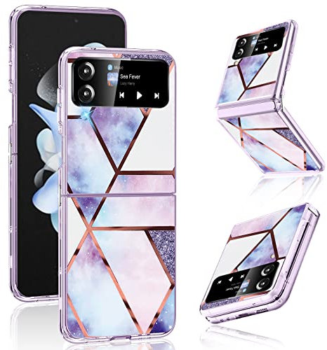 Galaxy Z Flip4 5G Silikon Handyhülle für Samsung Galaxy Z Flip 4 Hülle Dünn Slim Marmor TPU Transparent Tasche Case Glitzer Soft Bumper Stoßfest Schutzhülle für Samsung Galaxy Z Flip 4 5G Handy (A)