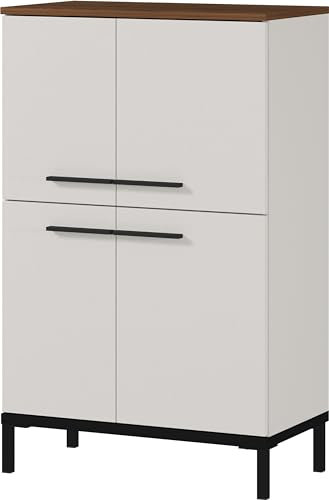 Froschkönig24 Germania Kommode 2643-573 GW-Yonkers, in Kaschmir/Nussbaum-Nb., mit Vier Türen, 60 x 97 x 34 cm (BxHxT)