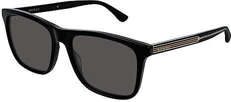GUCCI Mens GG0381SN Sunglasses, Black-Black-Grey, 57