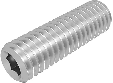 SECCARO Perni filettati con taglio ad anello, M5 x 16 mm, in acciaio inox V2A VA A2, DIN 916/ISO 4029, esagonali, 20 pezzi