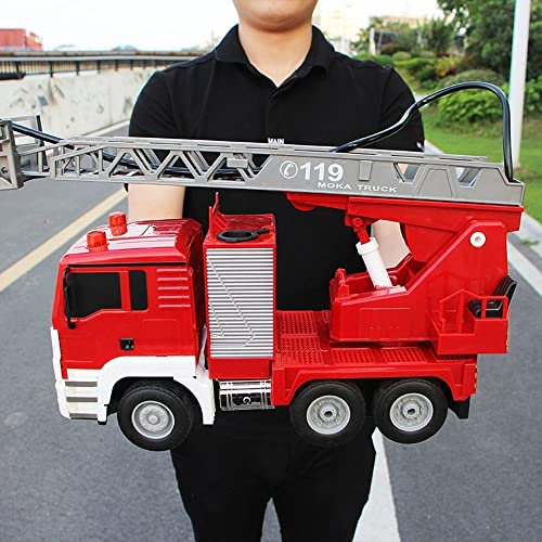 ERNP One-key Elevator Remote Control Fire Truck 660°rotating RC Truck One-button Water Spray RC Car 18 Inch Large Electric Fire Truck Toy Gifts For Boys And Girls