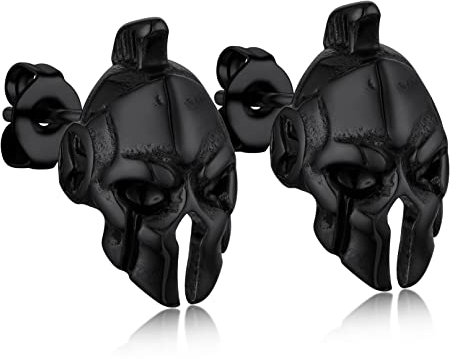 Bandmax Sparta Maske Helm Ohrringe Männer Edelstahl Ohrstecker Sparta Warrior Schwarzer Helm Ohrstecker Ohrschmuck