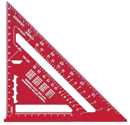 Winkelmesser für Zimmermann,7 Zoll Metrischer Dreieck-Winkelmesser,Aluminium Legierung, 90 Grad Verdicktes Dreieckslineal