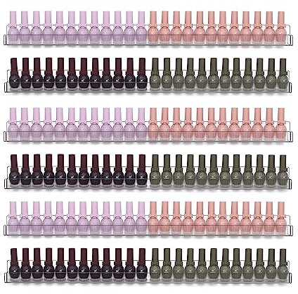 Justsoso 6 Stück/Set 61 cm Nagellack-Rack, Wandmontage, Lippenstift, ätherisches Öl, transparenter Halter, großer Display-Ständer, Wandregal für Flaschen, Tassen, Make-ups