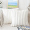 NIULAA Creme Weiß Kissenbezug 50x50 2er Set Flauschig Plüsch Deko Kissenbezüge Weich Gestreift Pelz Kissenhülle Dekokissen Sofakissenbezug Luxus Sofakissen Zierkissenbezüge Wohnzimmer Sofa