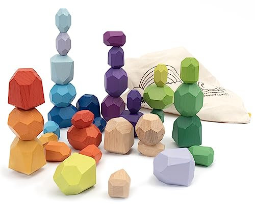 Sunnysue 400-40 Regenbogen Bausteine Holz-Diamanten, 40tlg, bunt