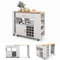COSTWAY Küchenwagen & Bartisch, Kücheninsel mit verstellbarem Regal, Schublade & Gewürzregal, Weinregal für 12 Flaschen, Küchenschrank rollbar, Servierwagen aus Holz, Kücheninselwagen (Weiß)