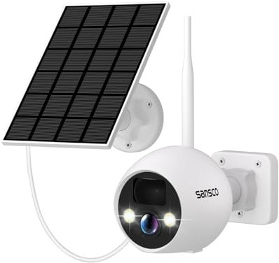 SANSCO Wire-Free Solar Battery Powered Security Camera, 4MP Outdoor WiFi IP Add-on Camera with Solar Panel, Night Vision, 2 Way Audio