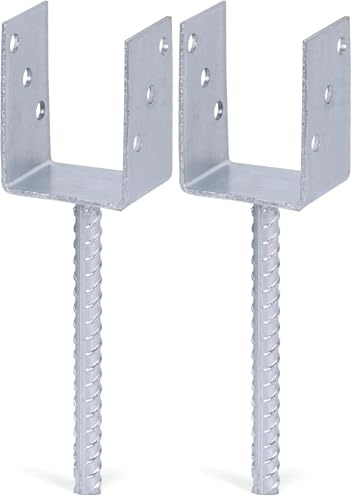 Alberts 214258 U-Pfostenträger | mit Betonanker aus Riffelstahl | feuerverzinkt | lichte Breite 81 mm | Länge Betonanker 200 mm (Packung mit 2)