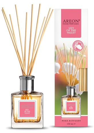 Areon Reed Diffuser/Lily of The Valley / 150 ml / 1 Verpackung/Parfüm für zu Hause oder für Büro, langdauernde Aroma, Schilfsticksatz für Diffuser
